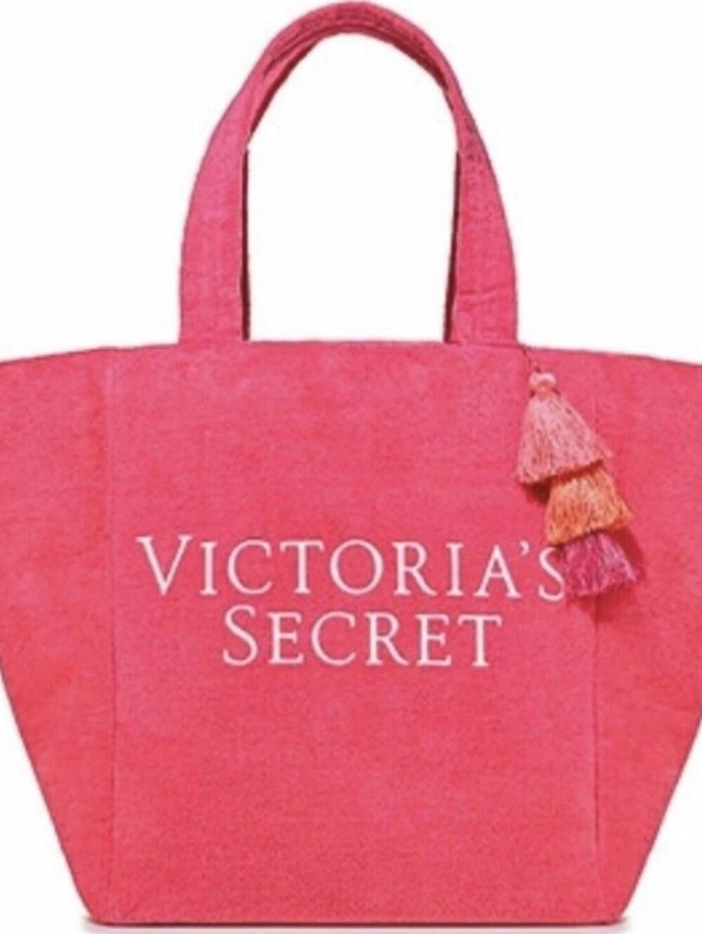 Victoria's Secret Neon Pink Terry Cloth Tote Bag, NEW